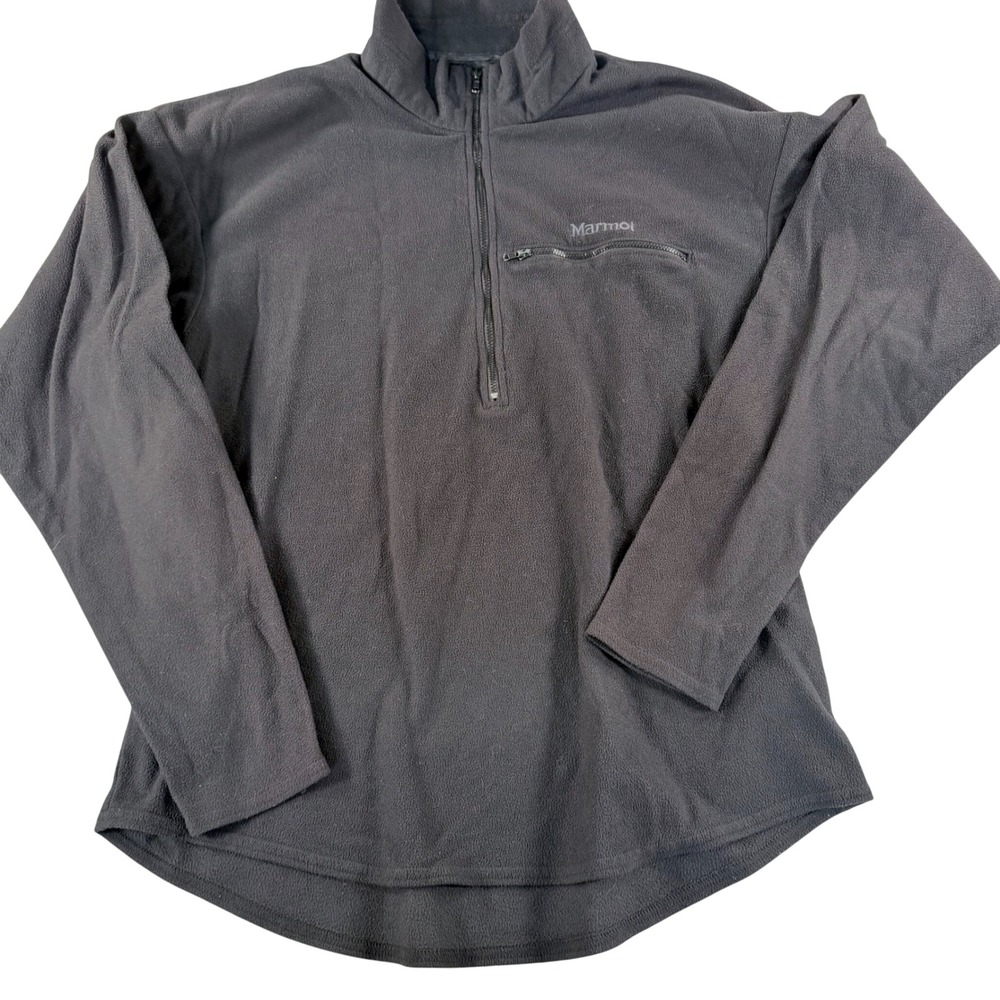 Marmot Quarter Zip Fleece Mens Large Black Polartec Pullover Jacket